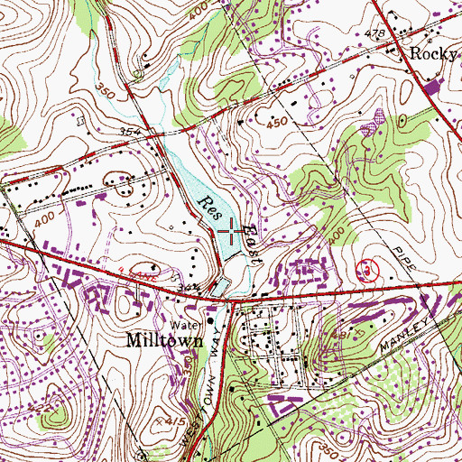 Topographic Map of Milltown Dam, PA