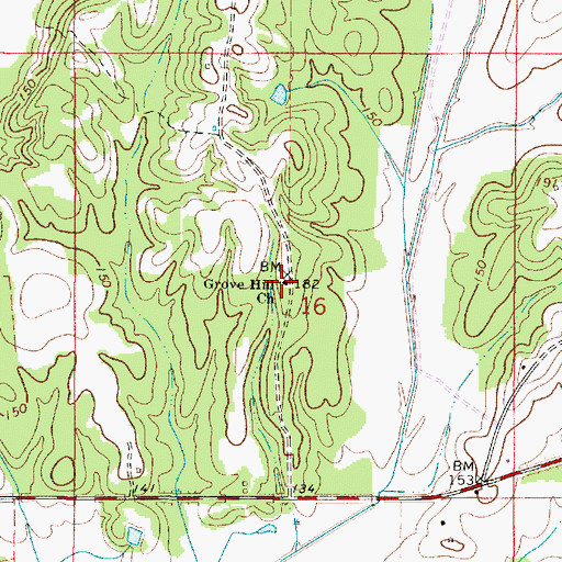 Topographic Map of Grove Hill Church, AL