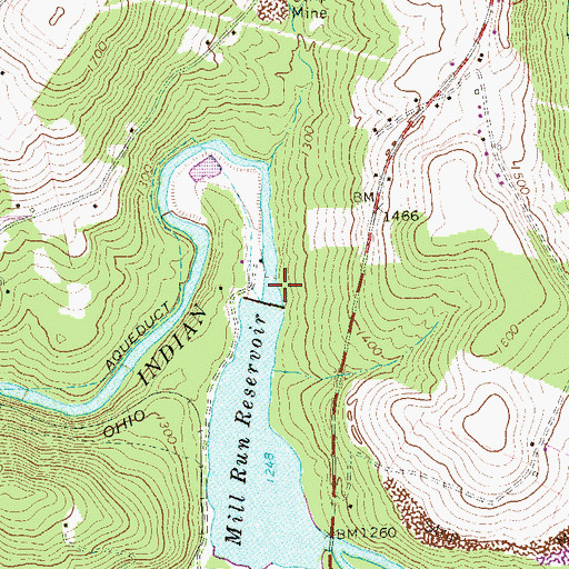 Topographic Map of Indian Creek Dam, PA