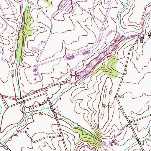 Topographic Map of Rocky Spring Dam, PA