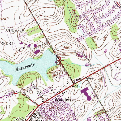 Topographic Map of Township Line Dam, PA