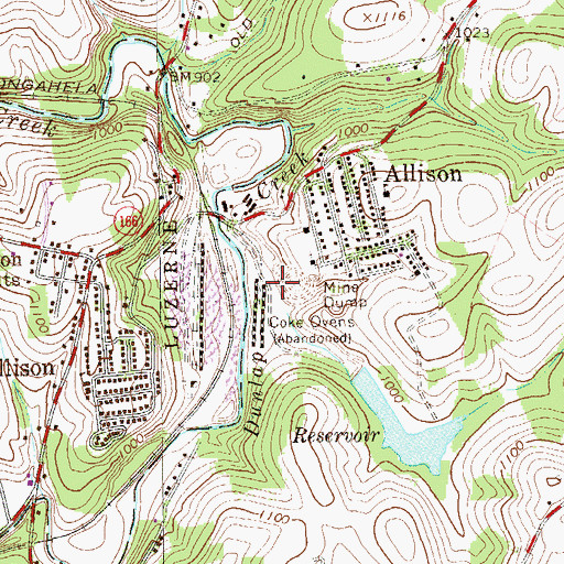 Topographic Map of Allison Reservoir, PA