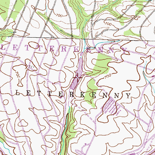 Topographic Map of Lake Letterkenny, PA
