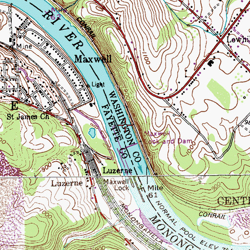 Topographic Map of Maxwell Pool, PA