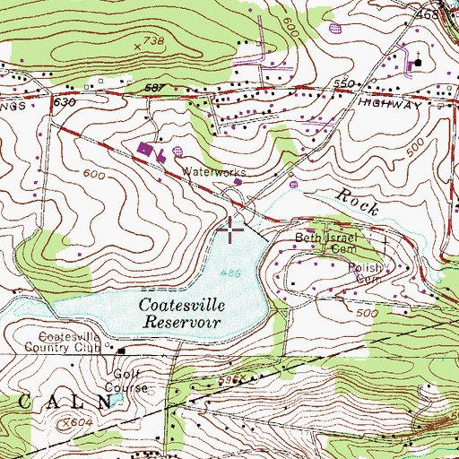 Topographic Map of Rock Run Dam, PA