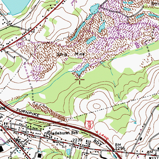 Topographic Map of Coxes Creek Dam, PA
