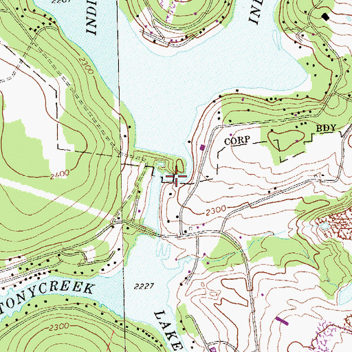 Topographic Map of Indian Lake Dam, PA