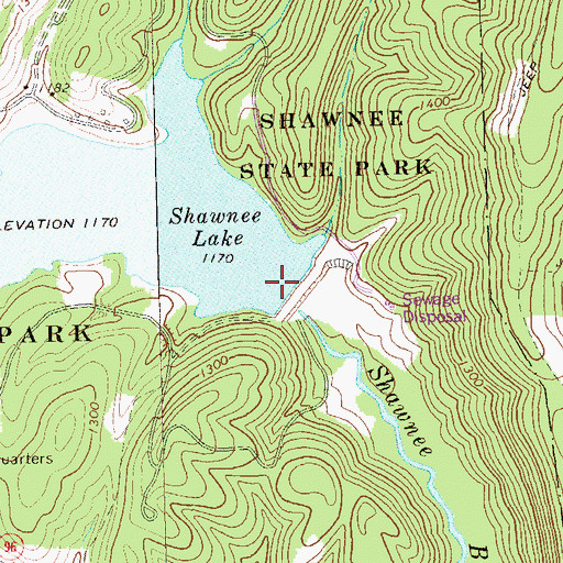 Topographic Map of Shawnee Dam, PA