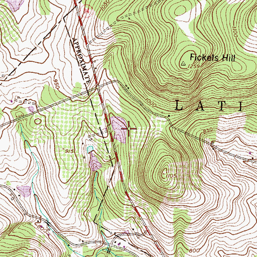 Topographic Map of Highlands Farm Dam, PA