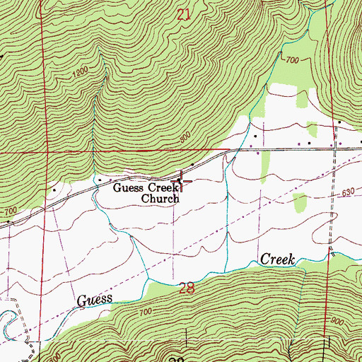 Topographic Map of Guess Creek Church, AL