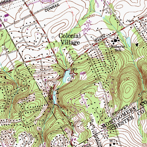 Topographic Map of Martins Dam, PA