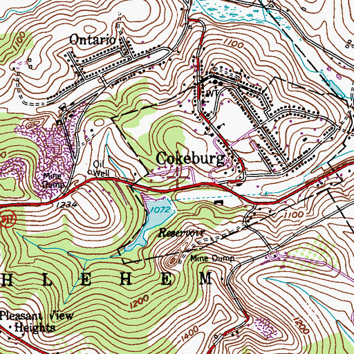 Topographic Map of Cokeburg Water Supply Dam, PA