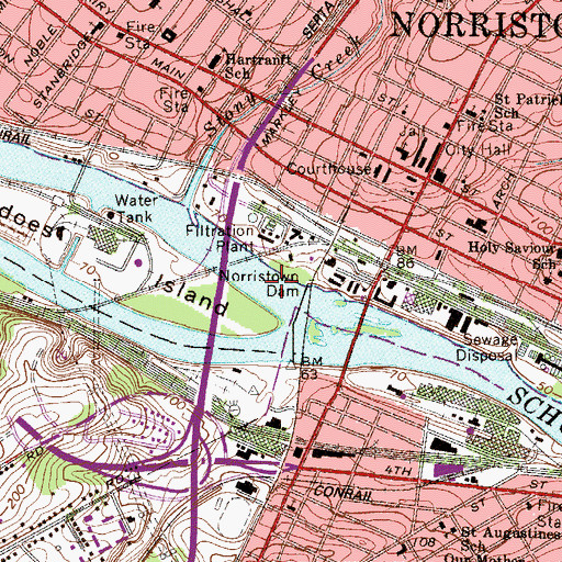 Topographic Map of Schuylkill River Reservoir, PA
