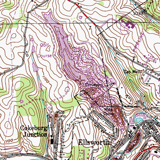 Topographic Map of Mine 51 Pond Three Dam, PA