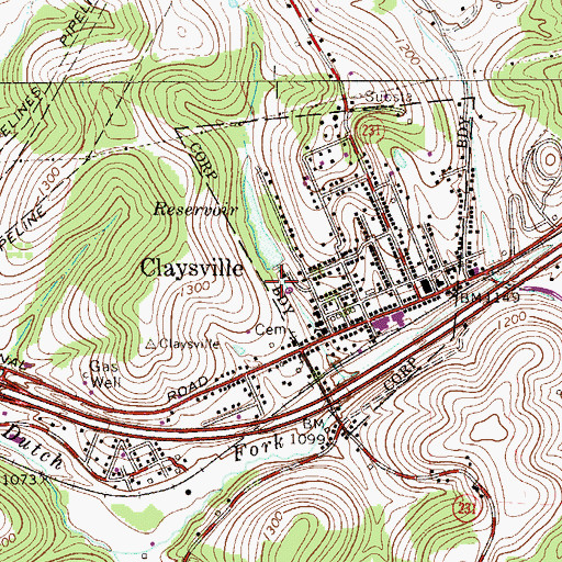Topographic Map of Claysville Number One Dam, PA