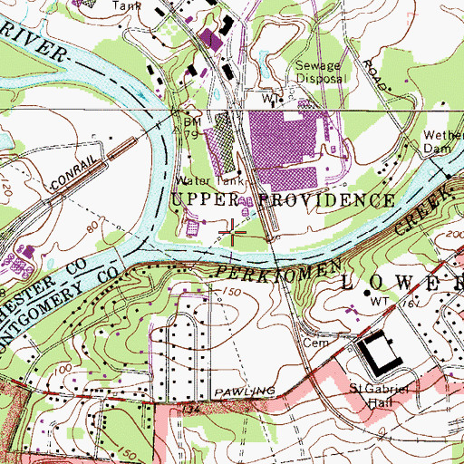 Topographic Map of Oaks Dam, PA