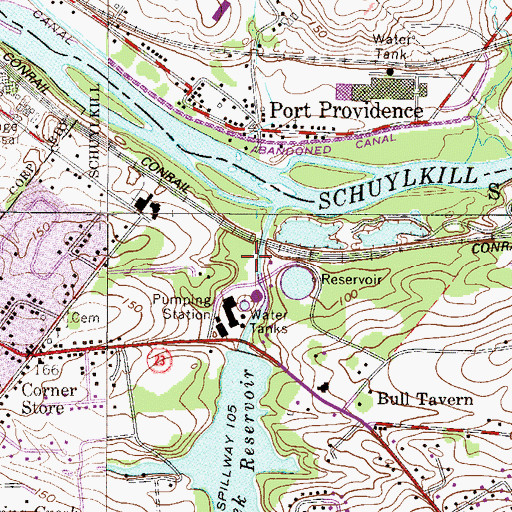 Topographic Map of Pickering Creek Dam, PA