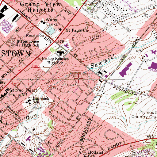 Topographic Map of Saw Mill Dam, PA