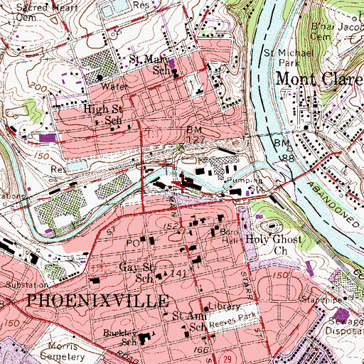 Topographic Map of Phoenixville Dam, PA
