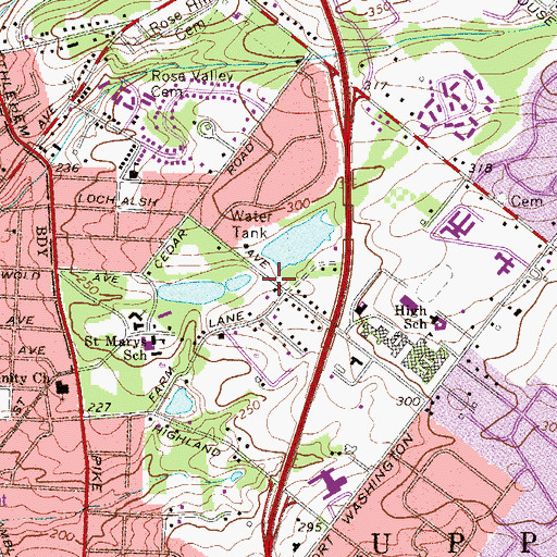 Topographic Map of Lock Alsh Reservoir Dam, PA