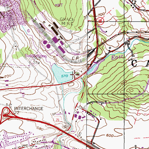 Topographic Map of Mill Water Dam, PA