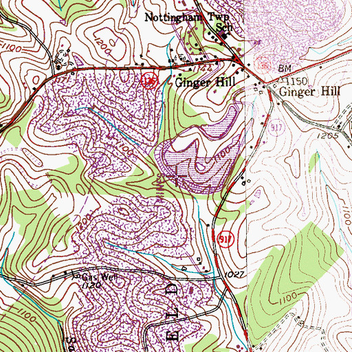 Topographic Map of Treated Water Pond Dam, PA
