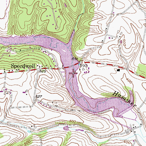 Topographic Map of Speedwell Forge Dam, PA