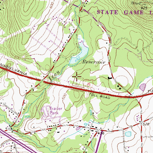 Topographic Map of Round Top Dam, PA