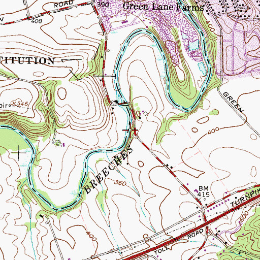 Topographic Map of Upper Mill Dam, PA