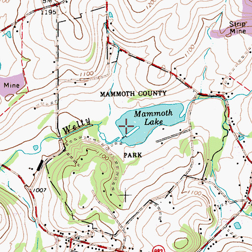 Topographic Map of Mammoth Lake Dam, PA