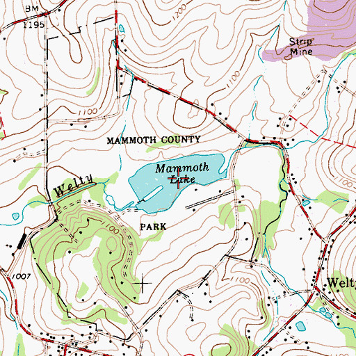 Topographic Map of Mammoth Lake, PA