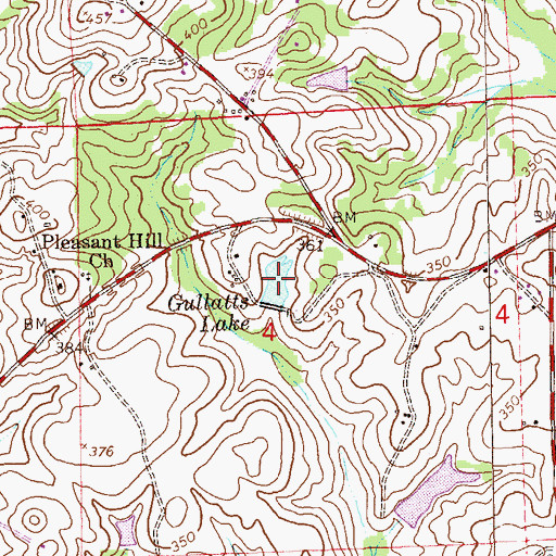 Topographic Map of Gullatts Lake, AL