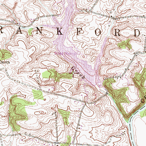 Topographic Map of Opossum Lake Dam, PA