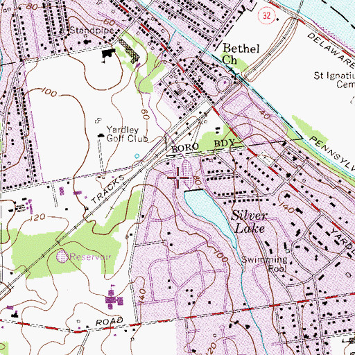 Topographic Map of Silver Lake Dam, PA