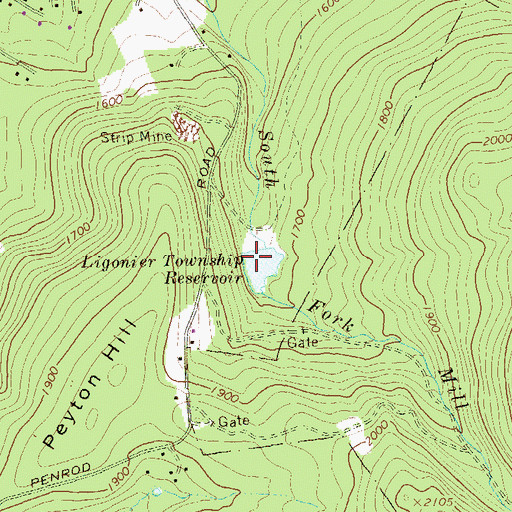 Topographic Map of Ligonier Dam, PA