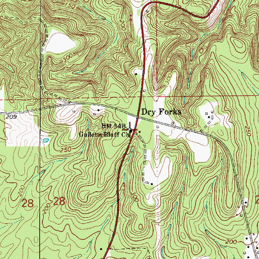 Topographic Map of Gulletts Bluff Church, AL
