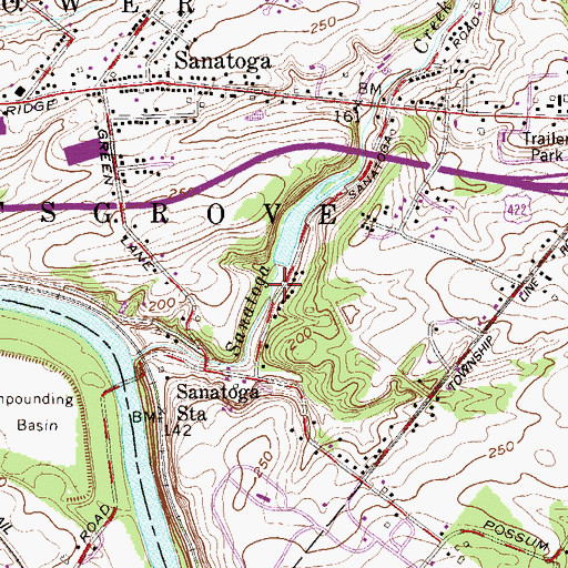 Topographic Map of Sanatoga Dam, PA