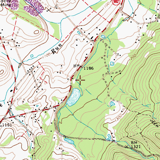 Topographic Map of Whitney Ridge Dam, PA
