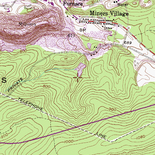 Topographic Map of Saddlers Run Dam, PA