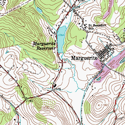 Topographic Map of Marguerite Dam, PA
