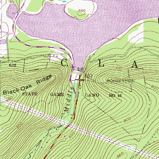 Topographic Map of Middle Creek Dam, PA