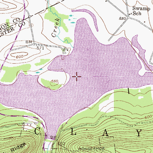 Topographic Map of Middle Creek Reservoir, PA