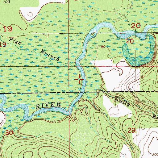 Topographic Map of Gully Branch, AL