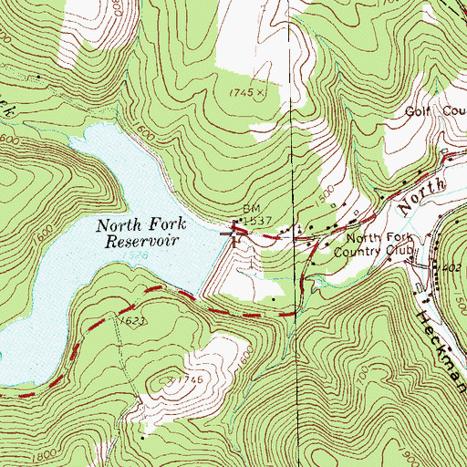 Topographic Map of North Fork Dam, PA