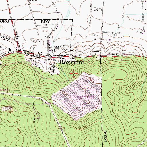 Topographic Map of Cornwall Tailings Dam, PA