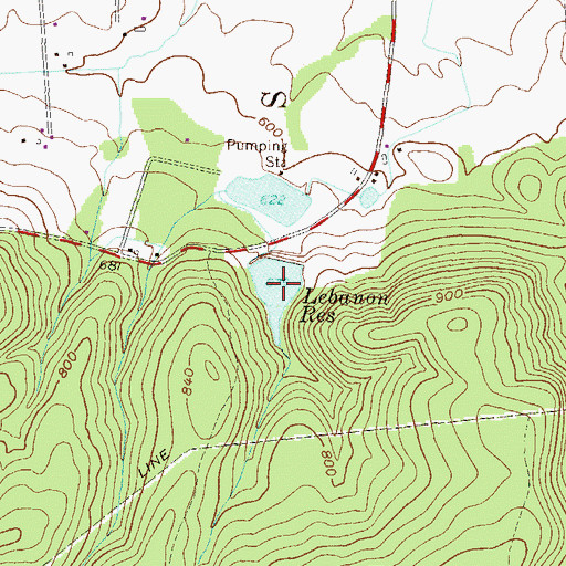 Topographic Map of Rexmont Number Two Reservoir, PA