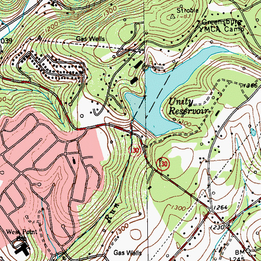 Topographic Map of Township Line Dam, PA
