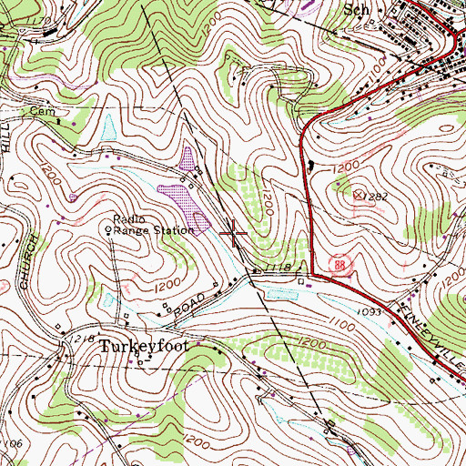 Topographic Map of Trax Farm Dam, PA