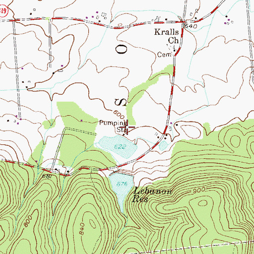 Topographic Map of Lebanon Dam Number One, PA