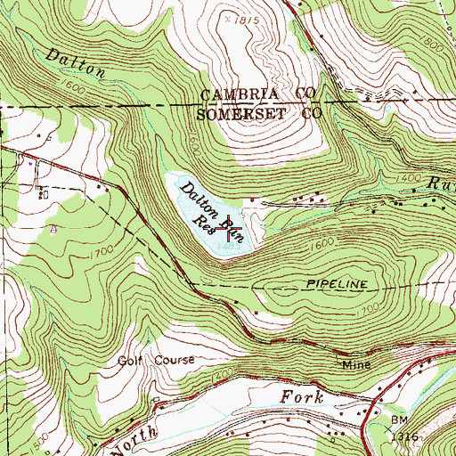 Topographic Map of Dalton Run Dam, PA
